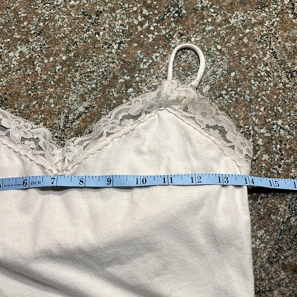 Y2K 90s Lace Trim White Cami Camisole Juniors M Shelf Bra Built In - Picture 6 of 8